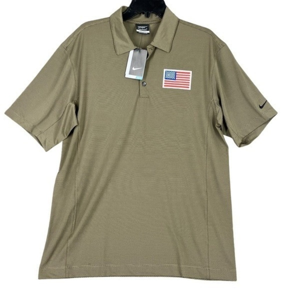 Nike Golf Polo Shirt Men M Dri Fit Performance NWT Patriotic Business‎ Casual